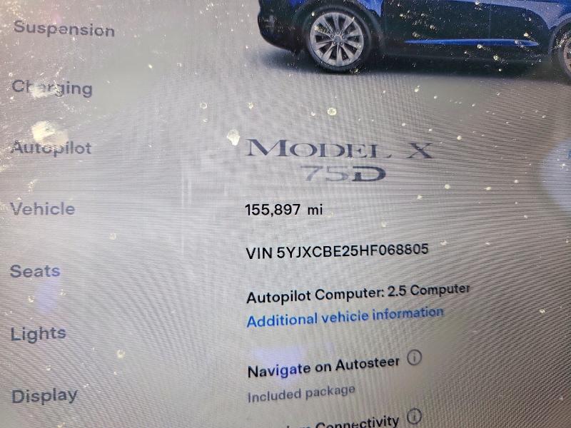 60068386 :رقم المزاد ، 5YJXCBE25HF068805 vin ، 2017 Tesla Model X مزاد بيع