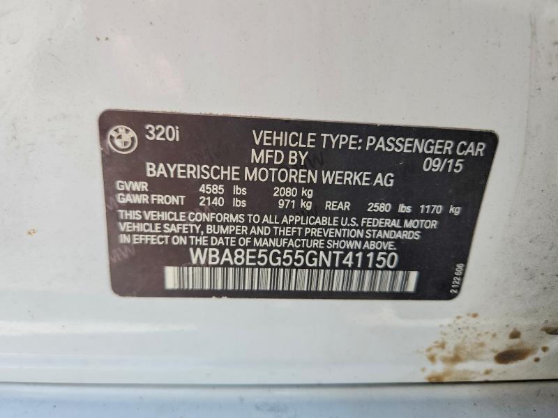 Продаж на аукціоні авто 2016 Bmw 320, vin: WBA8E5G55GNT41150, номер лоту: 60773526