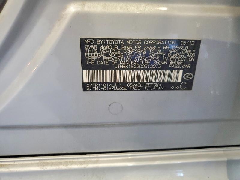 2012 Lexus Es მანქანა იყიდება აუქციონზე, vin: JTHBK1EG2C2512073, აუქციონის ნომერი: 60219636