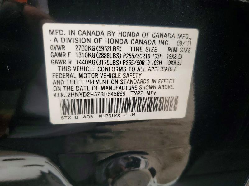 Aukcja sprzedaży 2011 Acura Mdx, vin: 2HNYD2H57BH545866, numer aukcji: 60626326