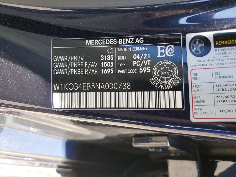 Продаж на аукціоні авто 2022 Mercedes-benz Eqs Sedan, vin: W1KCG4EB5NA000738, номер лоту: 62327726