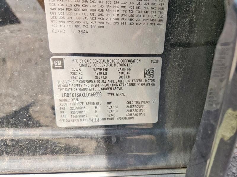 Auction sale of the 2020 Buick Envision, vin: LRBFX1SAXLD155958, lot number: 62451666