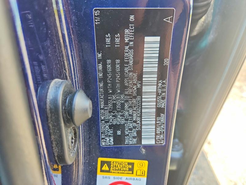 Aukcja sprzedaży 2016 Toyota Highlander, vin: 5TDJKRFH3GS232289, numer aukcji: 59999426