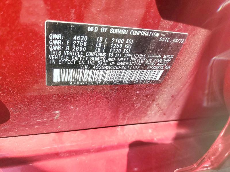 2023 Subaru Legacy მანქანა იყიდება აუქციონზე, vin: 4S3BWAC66P3014197, აუქციონის ნომერი: 59151006
