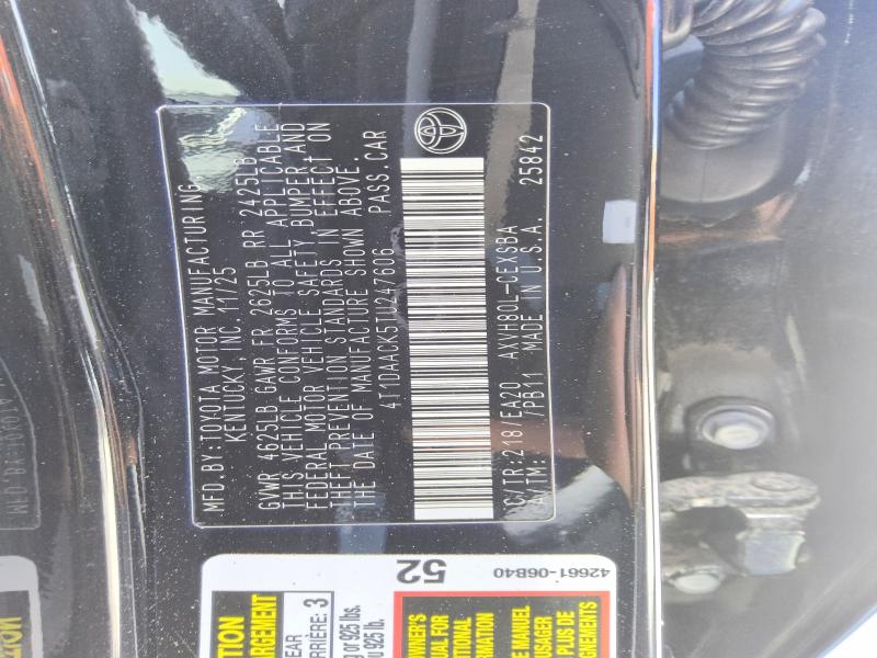 2026 Toyota Camry მანქანა იყიდება აუქციონზე, vin: 4T1DAACK5TU247606, აუქციონის ნომერი: 63424026