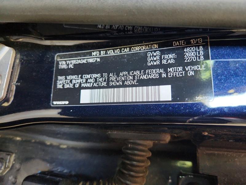60702096 :رقم المزاد ، YV1952AS4E1180714 vin ، 2014 Volvo S80 مزاد بيع
