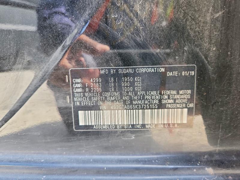 63180476 :رقم المزاد ، 4S3GTAB65K3725155 vin ، 2019 Subaru Impreza مزاد بيع