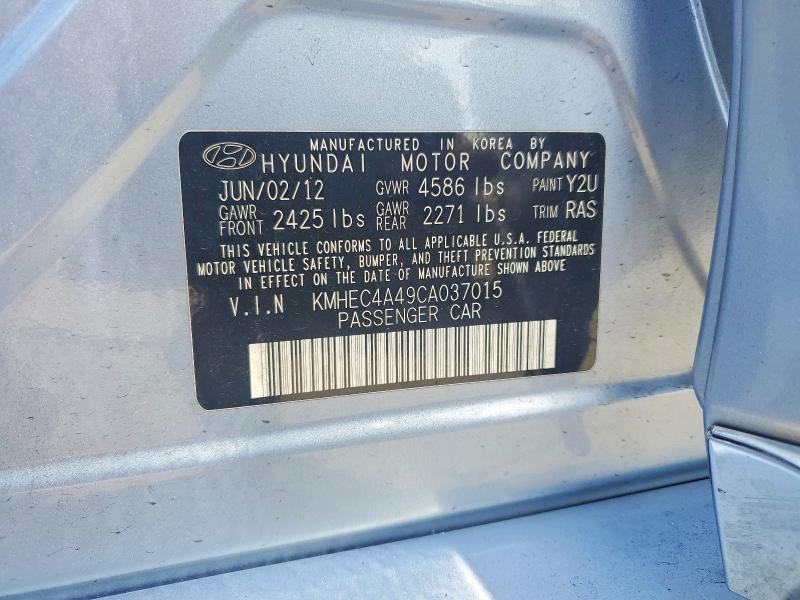 2012 Hyundai Sonata მანქანა იყიდება აუქციონზე, vin: KMHEC4A49CA037015, აუქციონის ნომერი: 62535056
