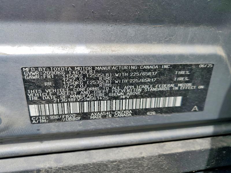 2025 Toyota Rav4 მანქანა იყიდება აუქციონზე, vin: 2T3G1RFV5SW561425, აუქციონის ნომერი: 60890196