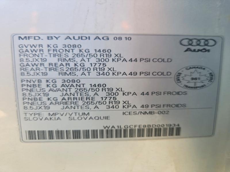Продаж на аукціоні авто 2011 Audi Q7, vin: WA1LGCFE8BD001934, номер лоту: 59875586