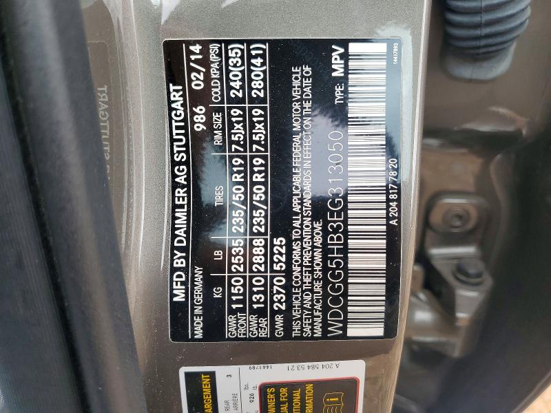 2014 Mercedes-benz Glk მანქანა იყიდება აუქციონზე, vin: WDCGG5HB3EG313050, აუქციონის ნომერი: 60633356
