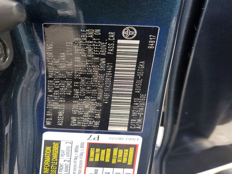 Продажа на аукционе авто 2013 Toyota Camry, vin: 4T4BF1FK2DR284401, номер лота: 63059666