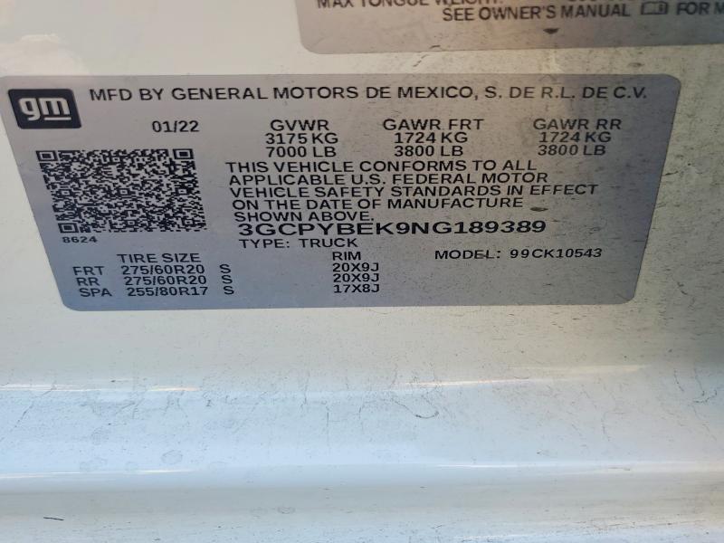 60260836 :رقم المزاد ، 3GCPYBEK9NG189389 vin ، 2022 Chevrolet Silverado Ltd مزاد بيع