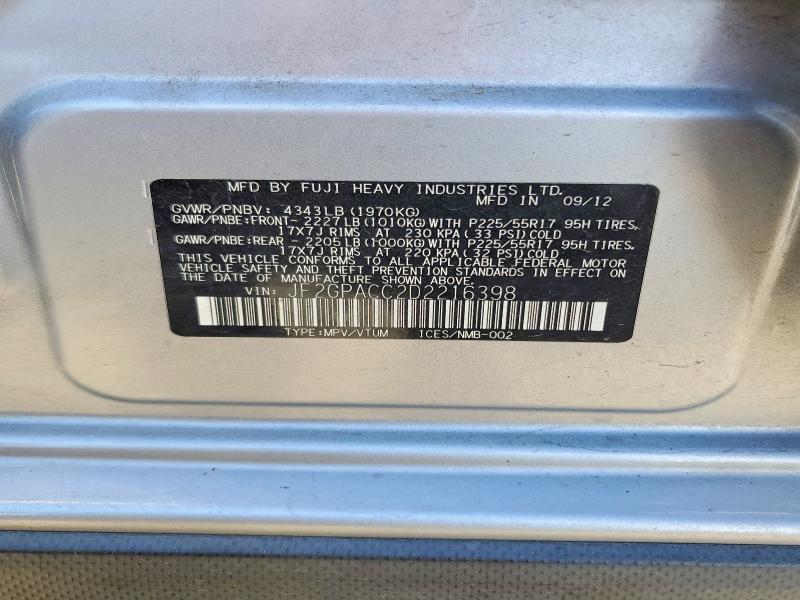 Aukcja sprzedaży 2013 Subaru Xv Crosstrek, vin: JF2GPACC2D2216398, numer aukcji: 61928626