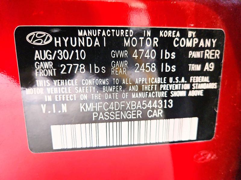 2011 Hyundai Azera მანქანა იყიდება აუქციონზე, vin: KMHFC4DFXBA544313, აუქციონის ნომერი: 61682266