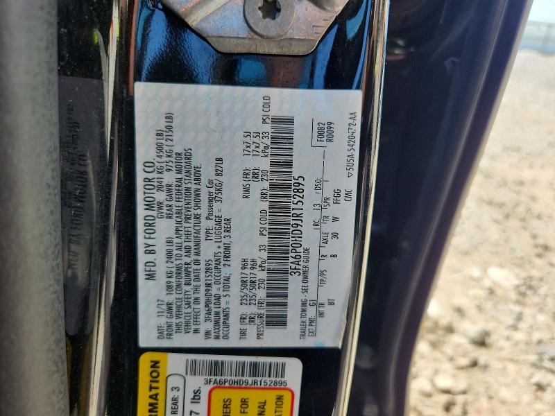 Продажа на аукционе авто 2018 Ford Fusion, vin: 3FA6P0HD9JR152895, номер лота: 59681126