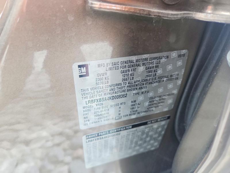 61248506 :رقم المزاد ، LRBFXBSA4KD008362 vin ، 2019 Buick Envision مزاد بيع