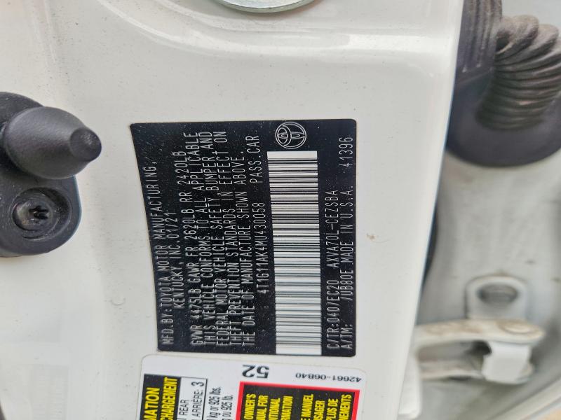 2021 Toyota Camry მანქანა იყიდება აუქციონზე, vin: 4T1G11AK4MU430058, აუქციონის ნომერი: 62052836