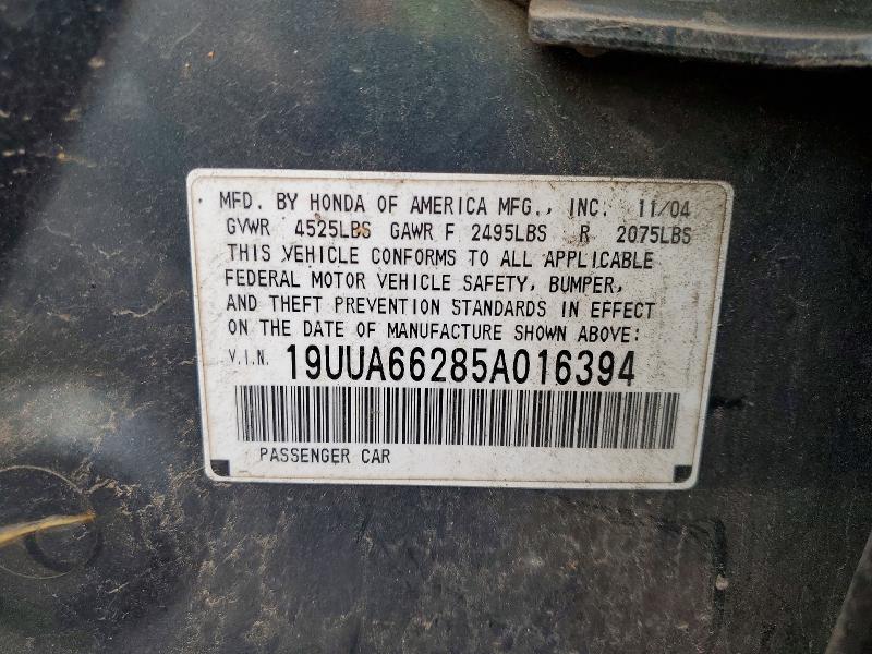 Aukcja sprzedaży 2005 Acura Tl, vin: 19UUA66285A016394, numer aukcji: 59640056