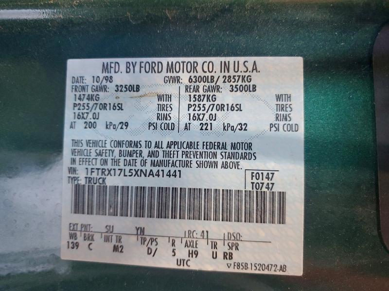 Aukcja sprzedaży 1999 Ford F150, vin: 1FTRX17L5XNA41441, numer aukcji: 61083966
