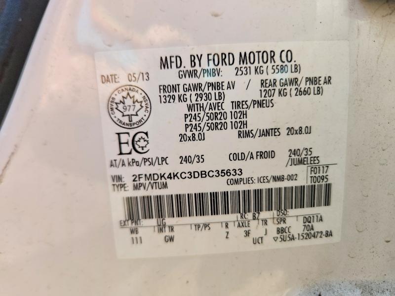 Продаж на аукціоні авто 2013 Ford Edge, vin: 2FMDK4KC3DBC35633, номер лоту: 60287826