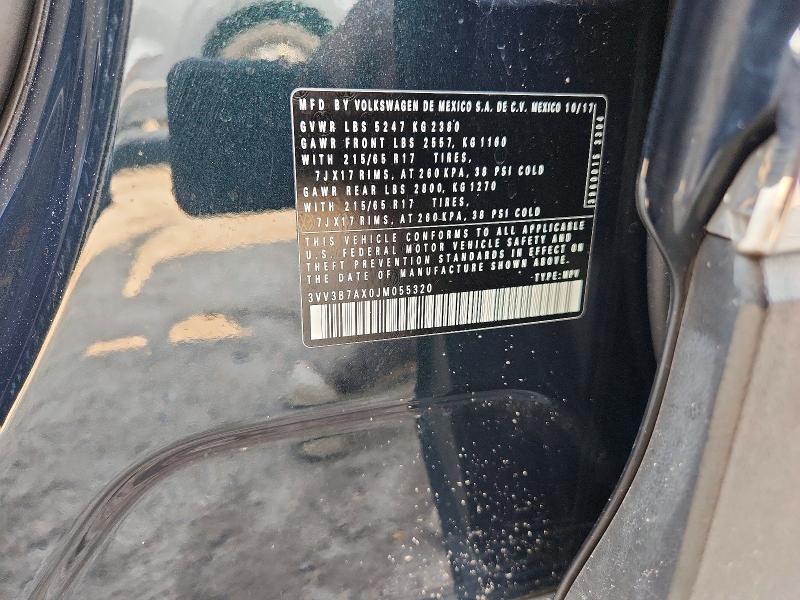Продаж на аукціоні авто 2018 Volkswagen Tiguan, vin: 3VV3B7AX0JM055320, номер лоту: 63498916