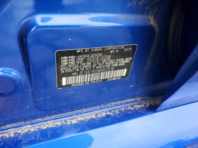Продажа на аукционе авто 2021 Subaru Wrx, vin: JF1VA1H66M9802514, номер лота: 59729826
