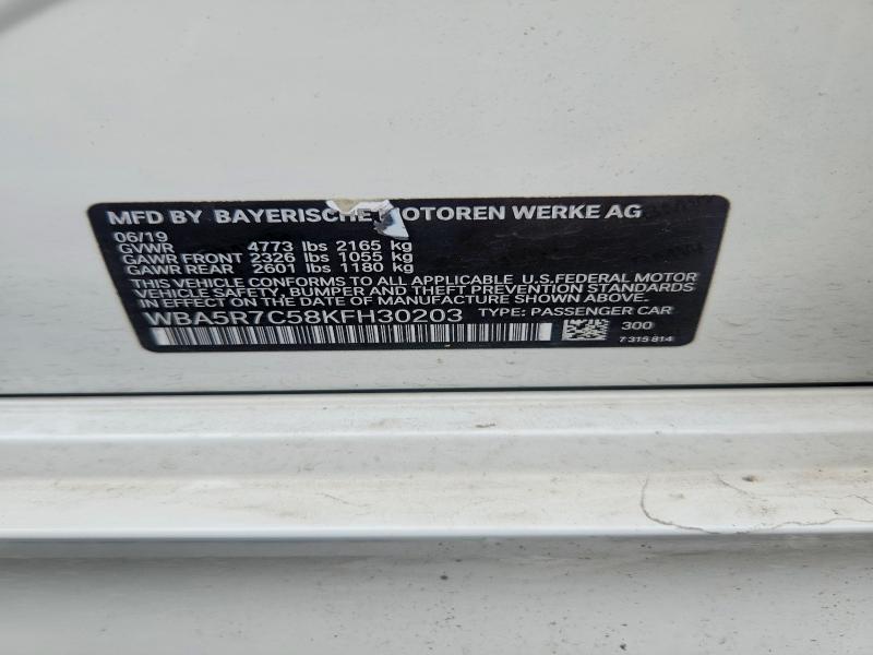 60298886 :رقم المزاد ، WBA5R7C58KFH30203 vin ، 2019 Bmw 330xi مزاد بيع