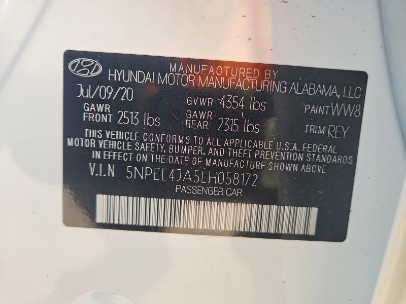 Aukcja sprzedaży 2020 Hyundai Sonata, vin: 5NPEL4JA5LH058172, numer aukcji: 60918606
