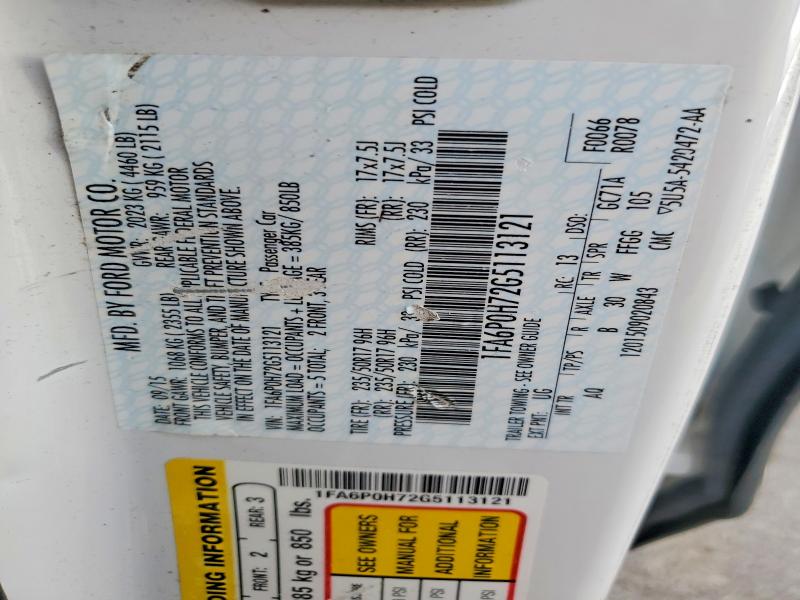 60478196 :رقم المزاد ، 1FA6P0H72G5113121 vin ، 2016 Ford Fusion مزاد بيع