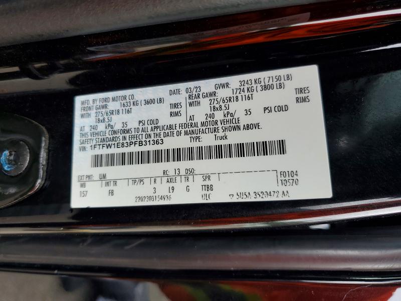 Aukcja sprzedaży 2023 Ford F150, vin: 1FTFW1E83PFB31363, numer aukcji: 60155966