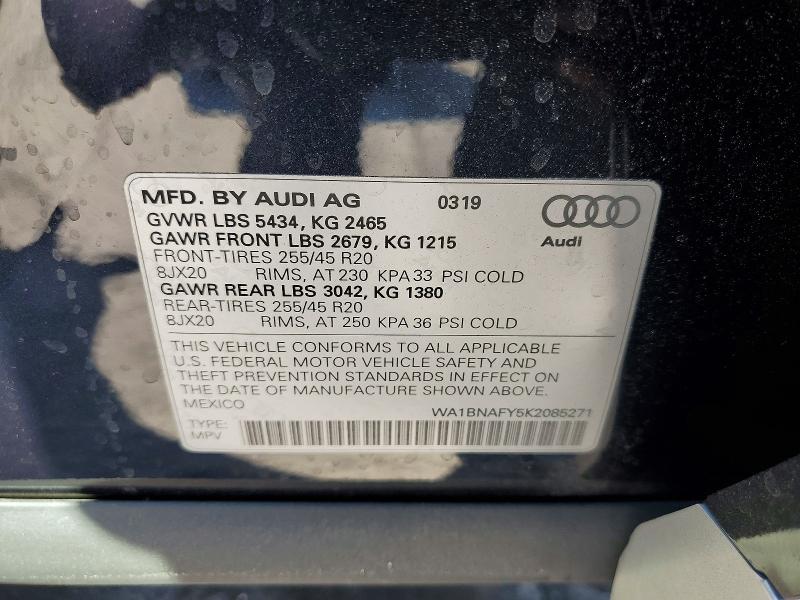 Продажа на аукционе авто 2019 Audi Q5, vin: WA1BNAFY5K2085271, номер лота: 61775246
