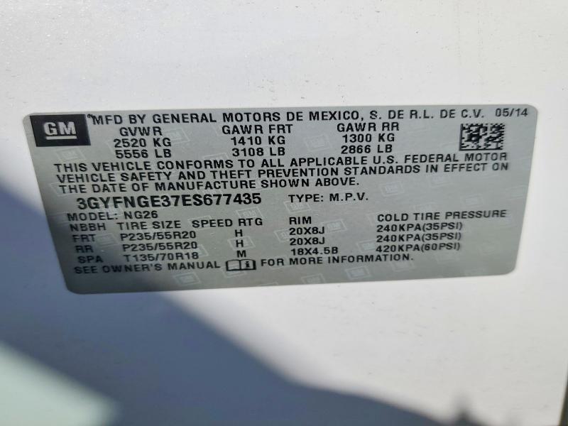 Aukcja sprzedaży 2014 Cadillac Srx, vin: 3GYFNGE37ES677435, numer aukcji: 62706996