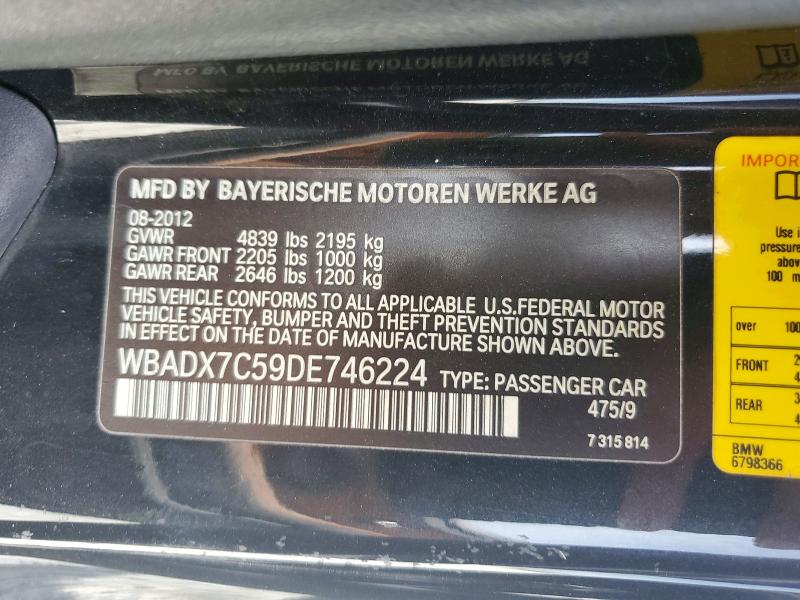 Продаж на аукціоні авто 2013 Bmw 335, vin: WBADX7C59DE746224, номер лоту: 60993436