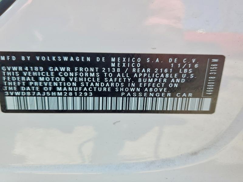 Aukcja sprzedaży 2017 Volkswagen Jetta, vin: 3VWDB7AJ5HM281293, numer aukcji: 60783156