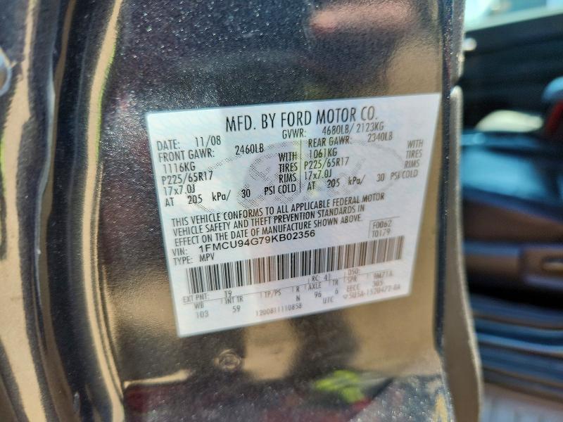 Aukcja sprzedaży 2009 Ford Escape, vin: 1FMCU94G79KB02356, numer aukcji: 61083686