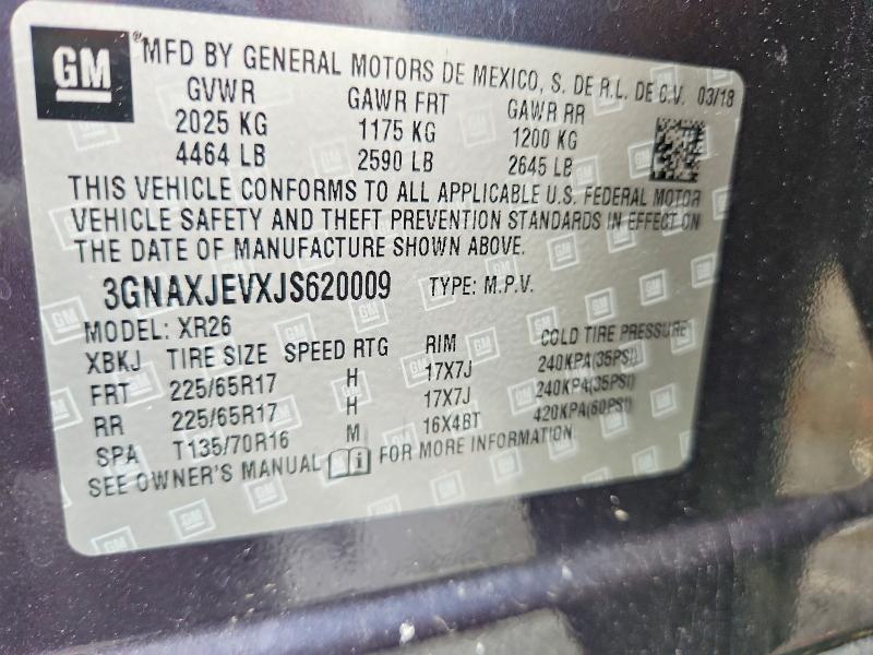 Продаж на аукціоні авто 2018 Chevrolet Equinox, vin: 3GNAXJEVXJS620009, номер лоту: 59241216