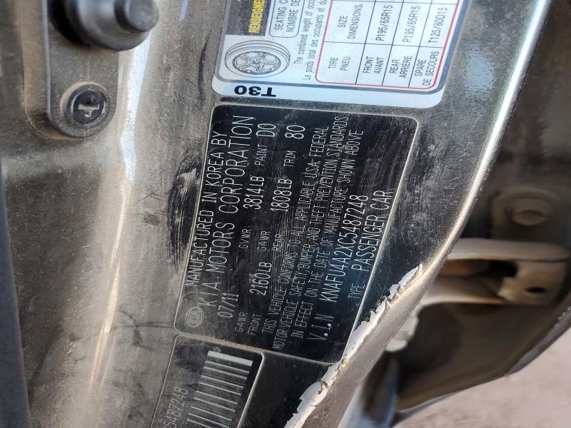 Aukcja sprzedaży 2012 Kia Forte, vin: KNAFU4A2XC5487248, numer aukcji: 61040366
