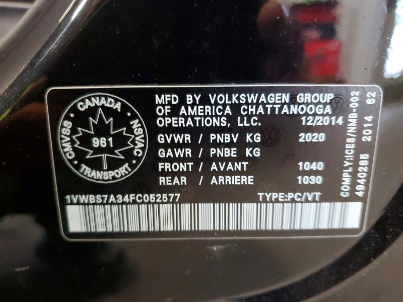 Продажа на аукционе авто 2015 Volkswagen Passat, vin: 1VWBS7A34FC052577, номер лота: 60451826