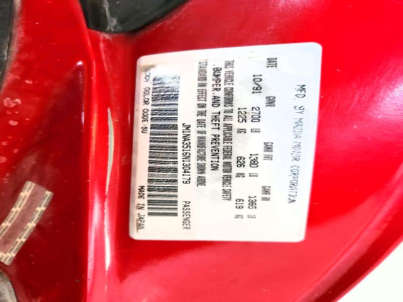 1992 Mazda Mx-5 Miata მანქანა იყიდება აუქციონზე, vin: JM1NA3516N1304179, აუქციონის ნომერი: 61168306