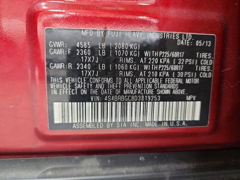 Продажа на аукционе авто 2013 Subaru Outback, vin: 4S4BRBGC8D3319253, номер лота: 62005186