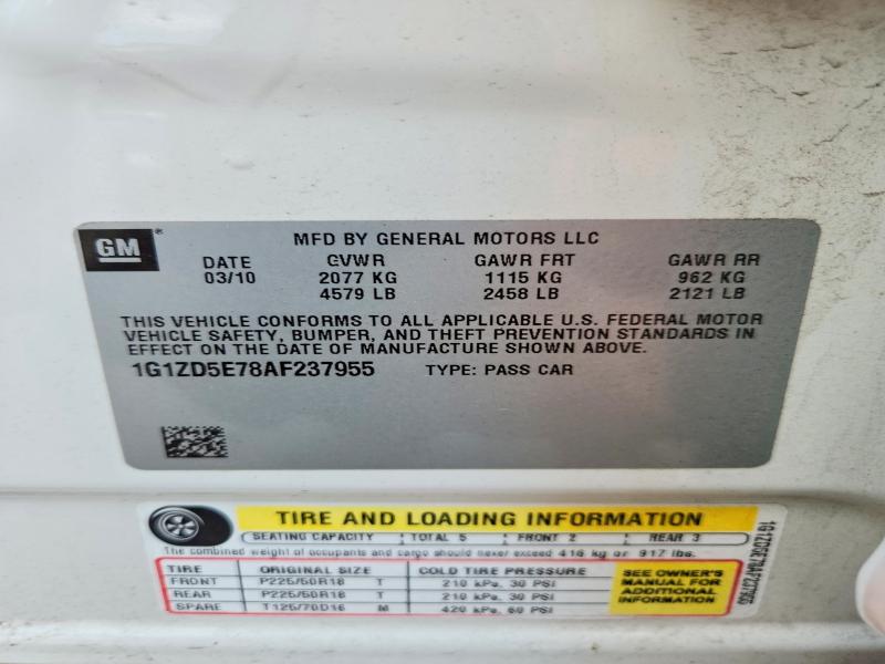 62104426 :رقم المزاد ، 1G1ZD5E78AF237955 vin ، 2010 Chevrolet Malibu مزاد بيع