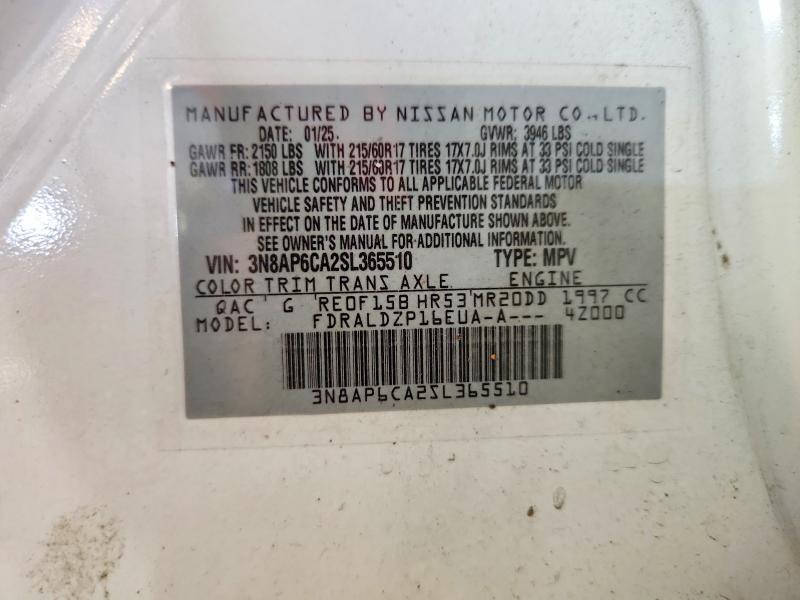 58877966 :رقم المزاد ، 3N8AP6CA2SL365510 vin ، 2025 Nissan Kicks مزاد بيع