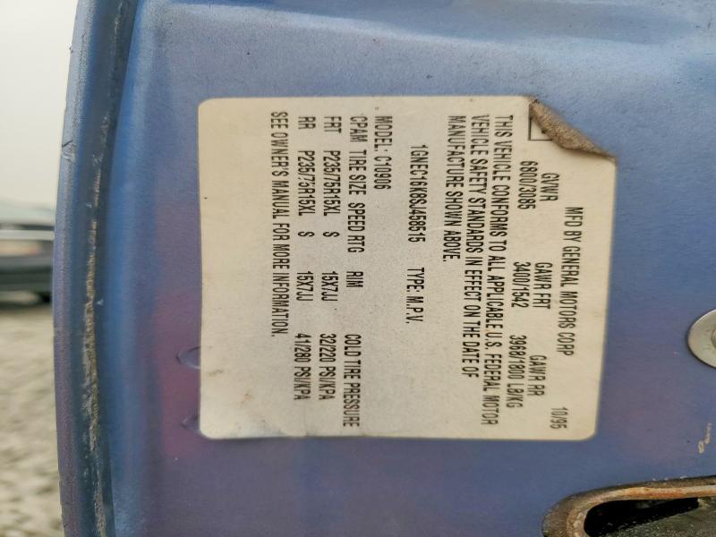 1995 Chevrolet Suburban მანქანა იყიდება აუქციონზე, vin: 1GNEC16K8SJ458515, აუქციონის ნომერი: 60993936