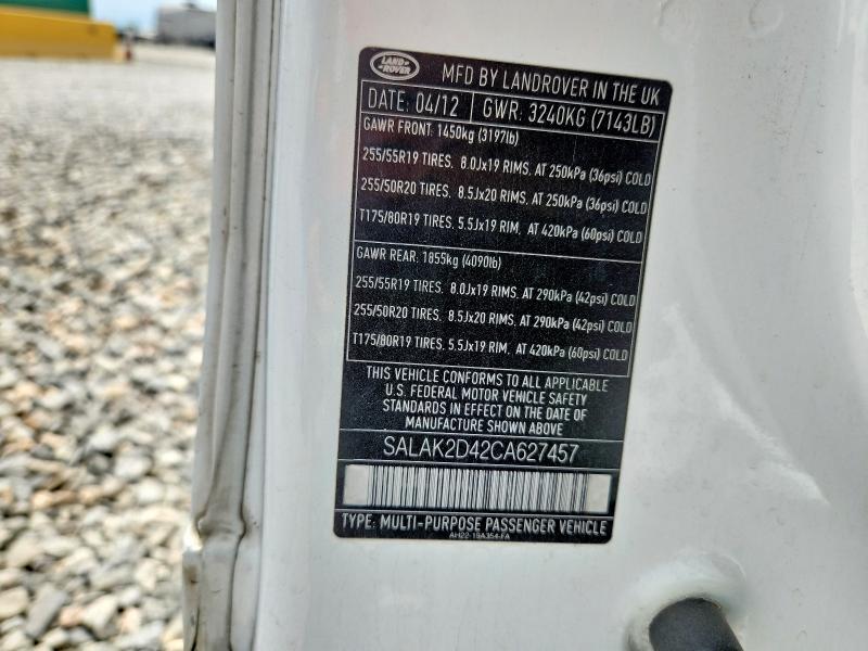 Продаж на аукціоні авто 2012 Land Rover Lr4, vin: SALAK2D42CA627457, номер лоту: 61495246