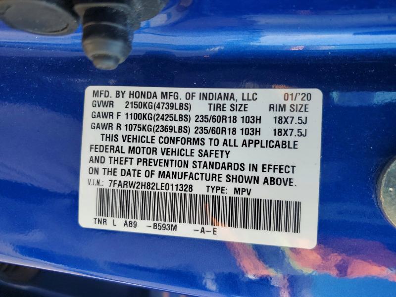 Продаж на аукціоні авто 2020 Honda Cr-v, vin: 7FARW2H82LE011328, номер лоту: 62304676