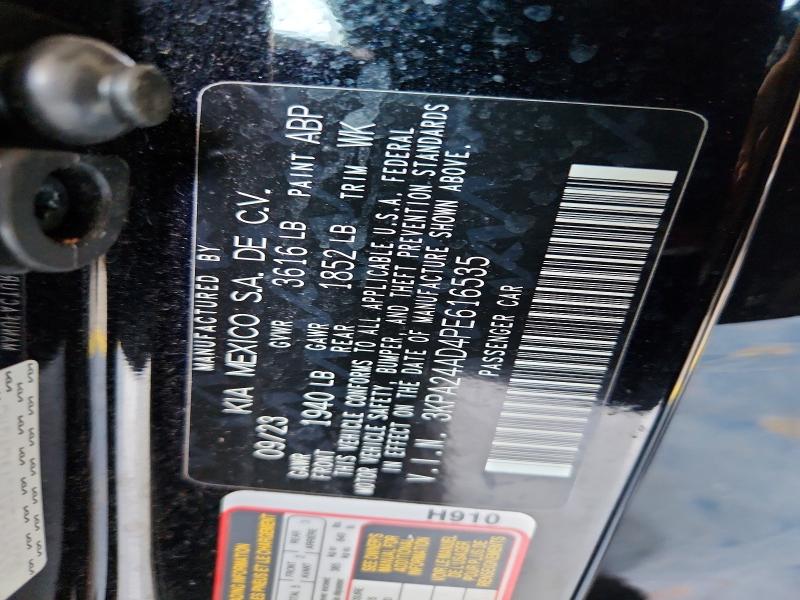 2023 Kia Rio მანქანა იყიდება აუქციონზე, vin: 3KPA24AD4PE616535, აუქციონის ნომერი: 59723506