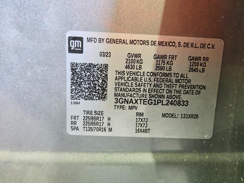 Aukcja sprzedaży 2023 Chevrolet Equinox, vin: 3GNAXTEG1PL240833, numer aukcji: 61785406