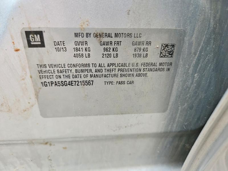 Продажа на аукционе авто 2014 Chevrolet Cruze, vin: 1G1PA5SG4E7215567, номер лота: 59250656