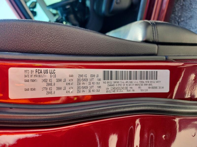Продаж на аукціоні авто 2018 Dodge Durango, vin: 1C4RDHDG3JC451392, номер лоту: 61636916